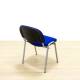 Confidant chair Mod. NOLAN. Reupholstered in new blue fabric. Metallic structure.