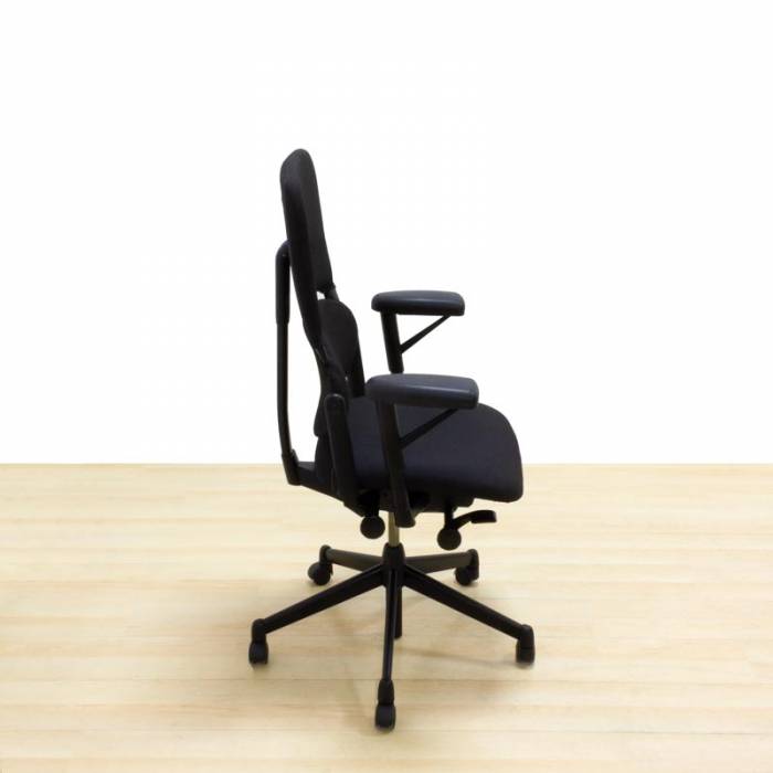 STEELCASE task chair Mod. PLEASE I. Reupholstered in new black fabric. Steel base.