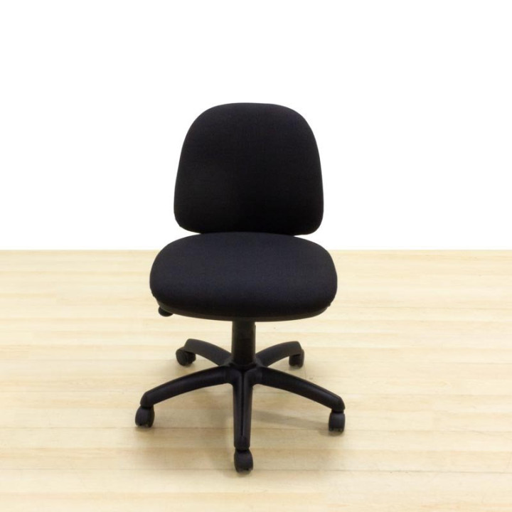 Task chair Mod. BASI. Seat and back upholstered in black fabric. Swivel base. - view 2