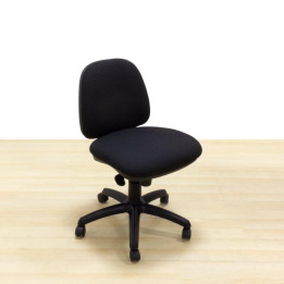 Task chair Mod. BASI. Seat and back upholstered in black fabric. Swivel base.