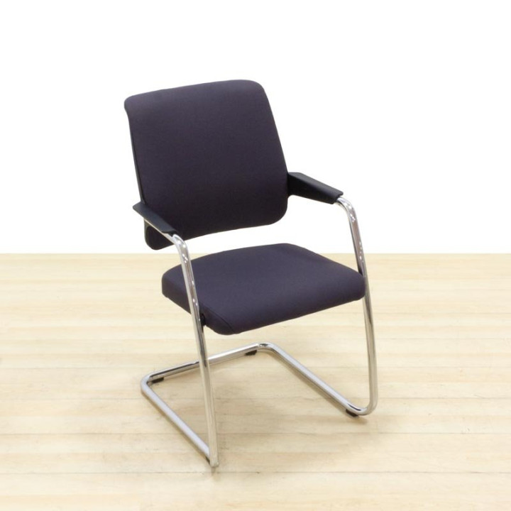 Confidant chair GISGERBER Mod. CONNEXION. Upholstered in black fabric. Metallic structure.