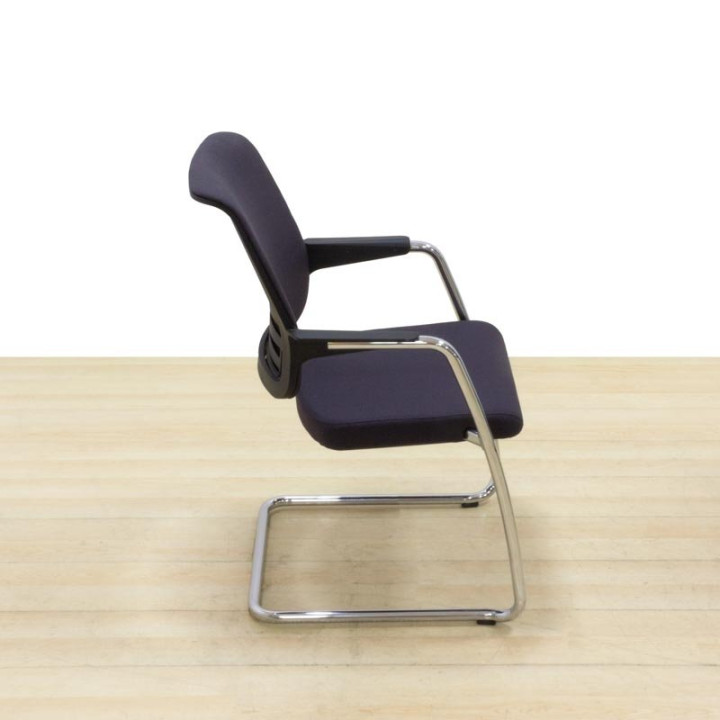 Confidant chair GISGERBER Mod. CONNEXION. Upholstered in black fabric. Metallic structure.