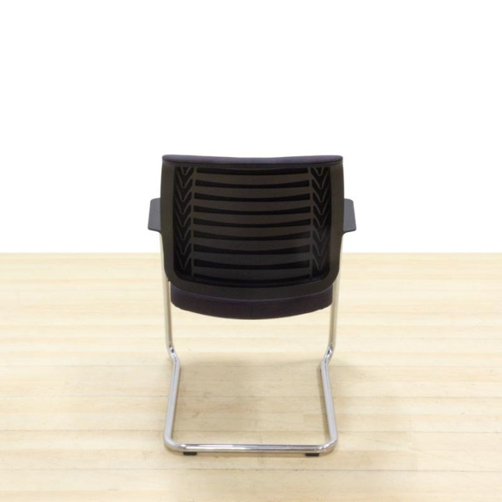 Confidant chair GISGERBER Mod. CONNEXION. Upholstered in black fabric. Metallic structure.