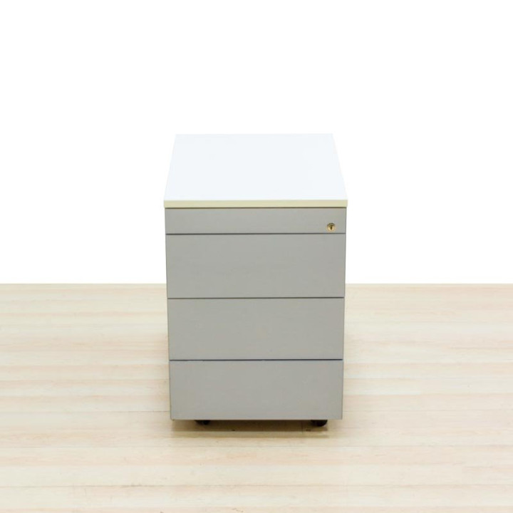 Mobile chest of drawers PERMASA Mod. NARMA. Made of gray wood. White cap.