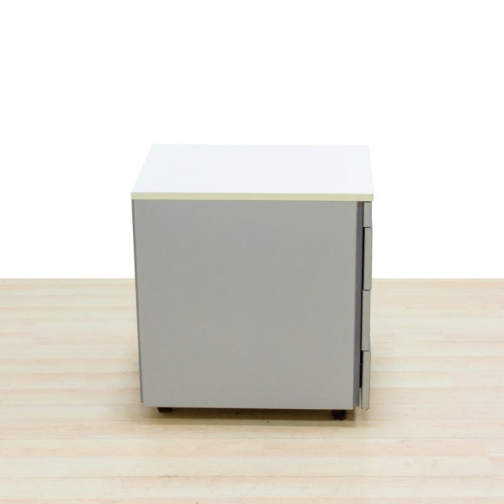 Mobile chest of drawers PERMASA Mod. NARMA. Made of gray wood. White cap.