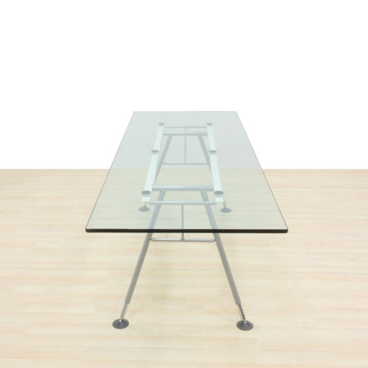 Executive table Mod. SKY. Made of glass. Gray metallic structure. - view 2