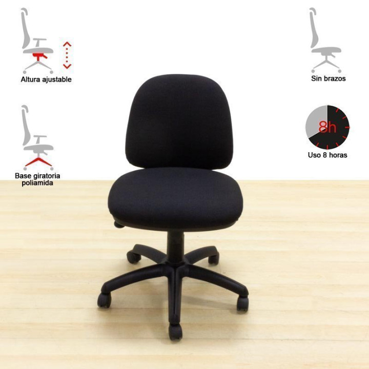 Task chair Mod. BASI. Seat and back upholstered in black fabric. Swivel base. - view 6