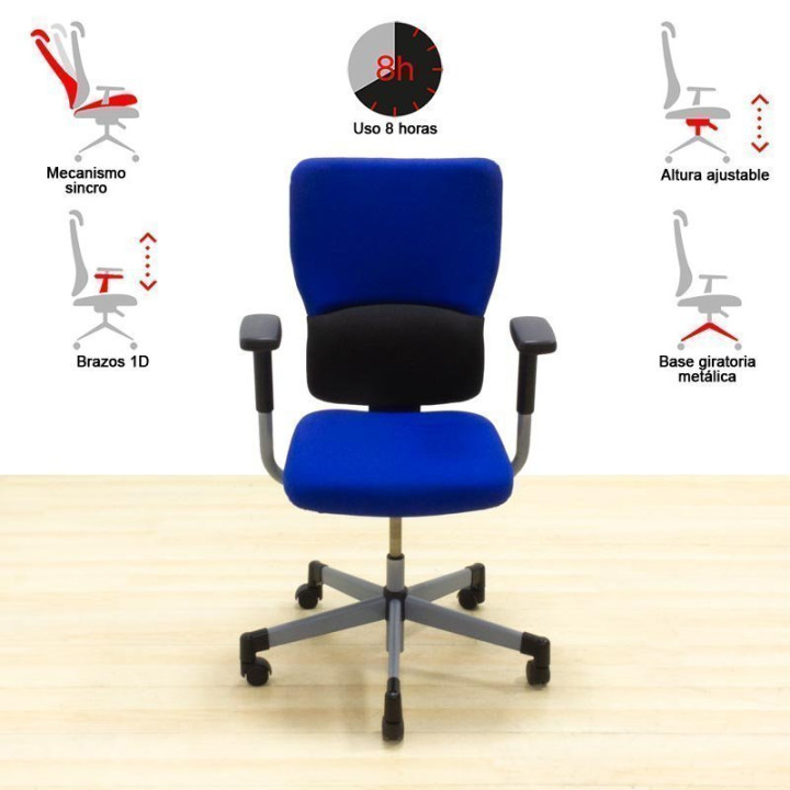 Cadeira de trabalho STEELCASE Mod. LET´S B. Estofado em nova cor de tecido a escolher. Mecanismo de sincronização. - vista 13