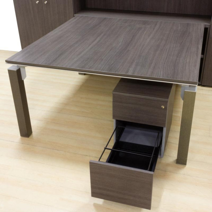 Conjunto de escritório PERMASA AGORA. Armários, mesa e bloco de gavetas. Acabamento wengué. - vista 9