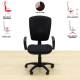 Operative chair Mod. JURIGAM. Seat and back upholstered in black fabric. Swivel base.