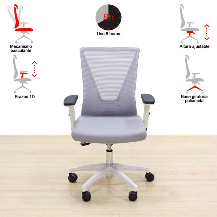 TIRANA Task Chair. Grey Upholstered Seat and Mesh Back. - view 7