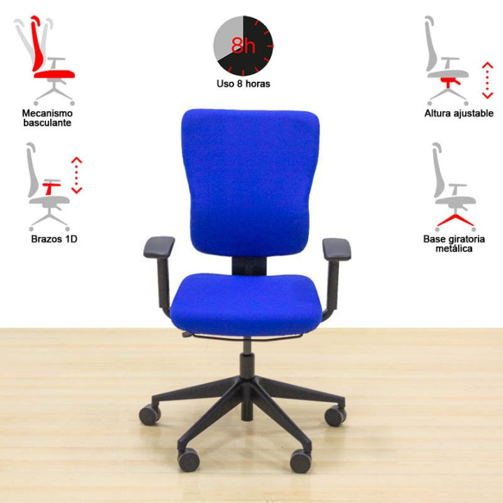 STEELCASE operative chair Mod. LET´S B. Reupholstered in new fabric color to choose. Adjustable arms. - view 6