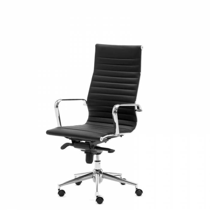 Cadeira executiva Mod. LONDRES. Costas altas. Estofado em couro sintético em branco, preto ou bege.