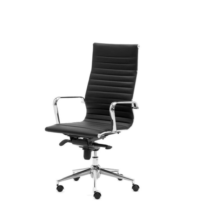 Executive chair Mod. LONDON. High back. Upholstered in imitation leather in white, black or beige. - view 3