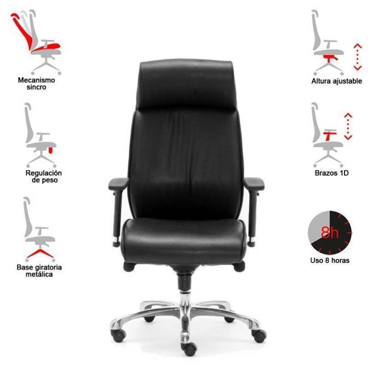 Executive chair Mod. MOSCOW. Upholstered in black imitation leather. High back. - view 7