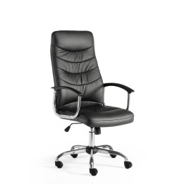 Executive chair Mod. OSLO. Upholstered in black imitation leather. Fixed arms.