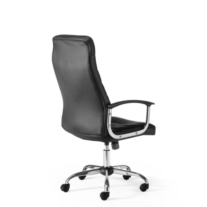 Executive chair Mod. OSLO. Upholstered in black eco-leather. Fixed arms. - view 3