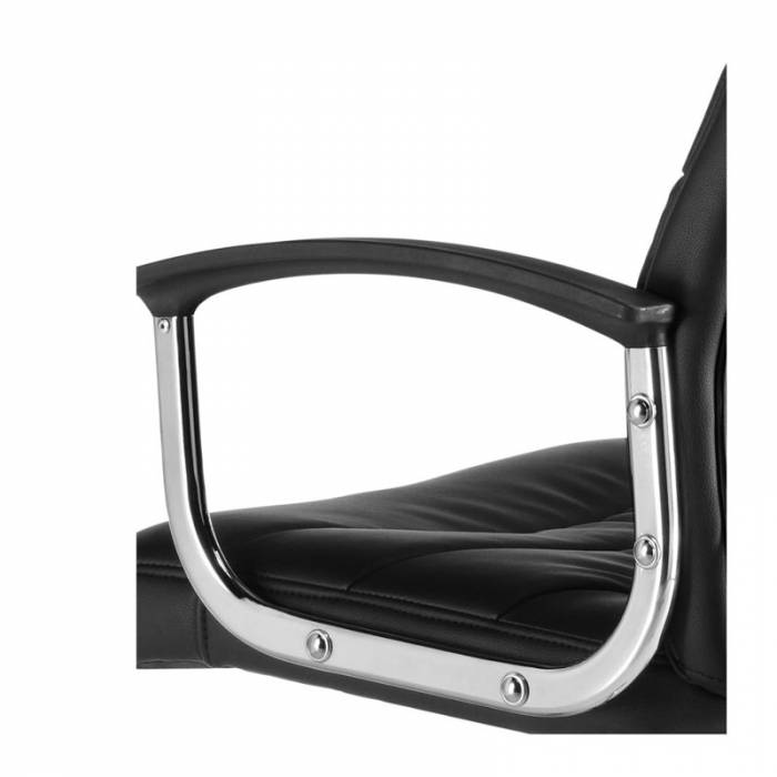 Cadeira executiva Mod. OSLO. Estofado em couro ecológico preto. Braços fixos.