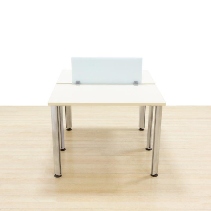 SECURE Double Workstation. Maple Tops and Glass Divider. - view 2
