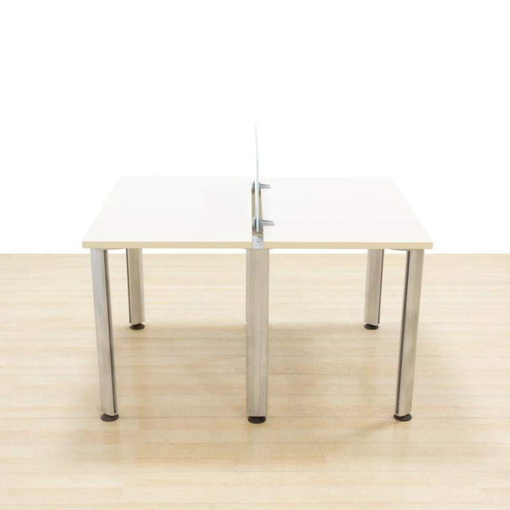 SECURE Double Workstation. Maple Tops and Glass Divider. - view 3