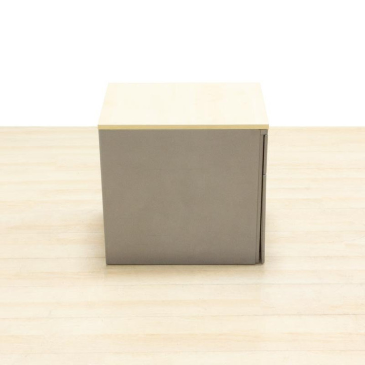 Mobile chest of drawers KEMEN Mod. FORTA. Made of gray metal. Maple finish wood top