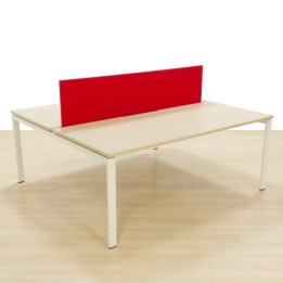 Double post Mod. EDUCA. Tops made of oak finished wood. Red separator.