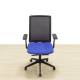 Task chair Mod. WORKED. Seat upholstered in blue fabric. Mesh back.