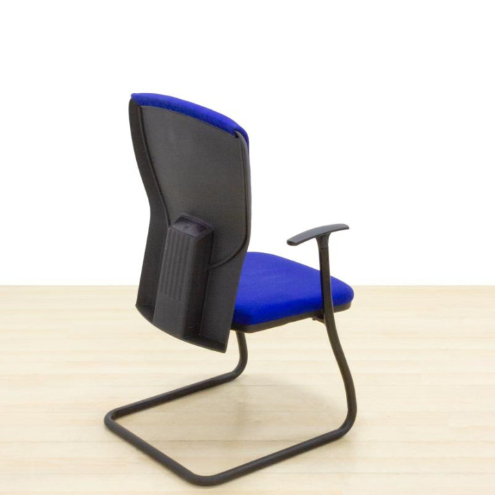 Confidant chair Mod. VILADA. Upholstered in blue fabric. Skate base. - view 5