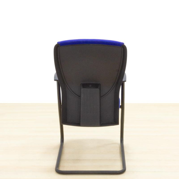 Confidant chair Mod. VILADA. Upholstered in blue fabric. Skate base. - view 6