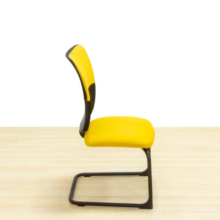 Confident chair STEELCASE Mod. LETS´B. Upholstered in yellow and black fabric. Skate base. - view 4