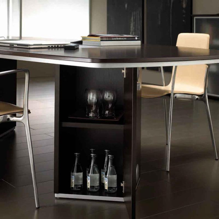 Oval-shaped meeting table, with cupboard legs model AT by HERPESA.