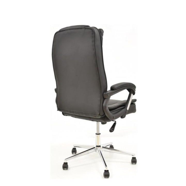 DUAS Executive Chair. White or Beige Faux Leather. Chrome Swivel Base. - view 4