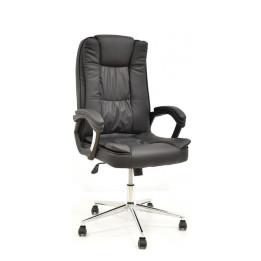 Armchair Direction Mod. DUAS. Upholstered in black or beige imitation leather. Chrome swivel base.