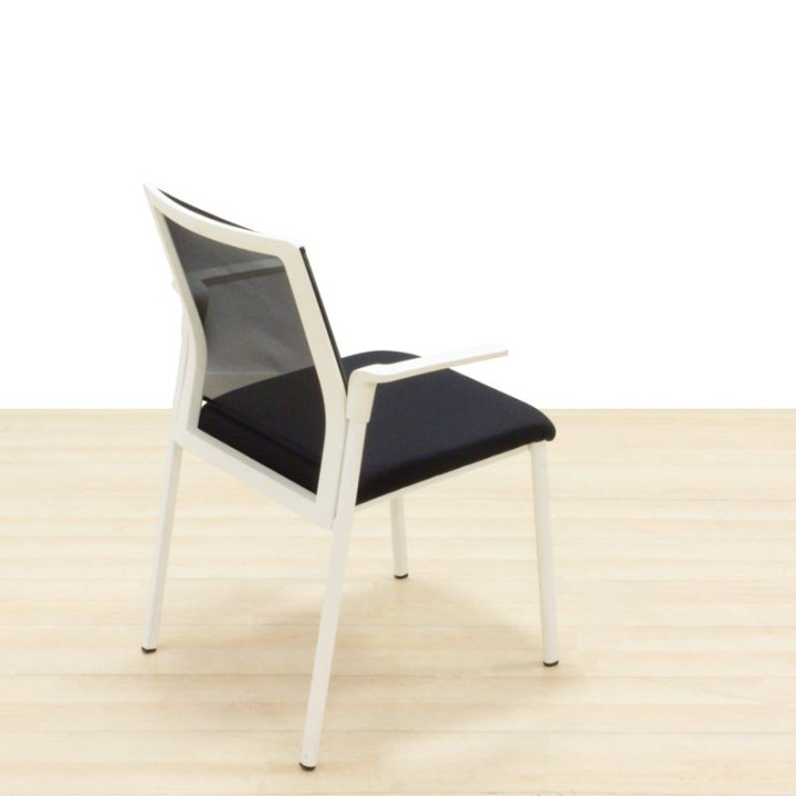 FORMA 5 visitor chair Mod. PLURAL. Upholstered in black fabric. Mesh back. - view 5