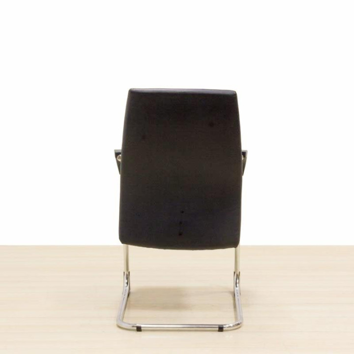 Confidant armchair Mod. ZAGREB. Upholstered in black imitation leather. Skate base. - view 6