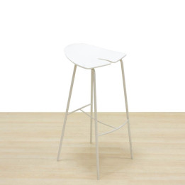 Stool Mod. DANTE-B. Made of white PVC. High metal legs.