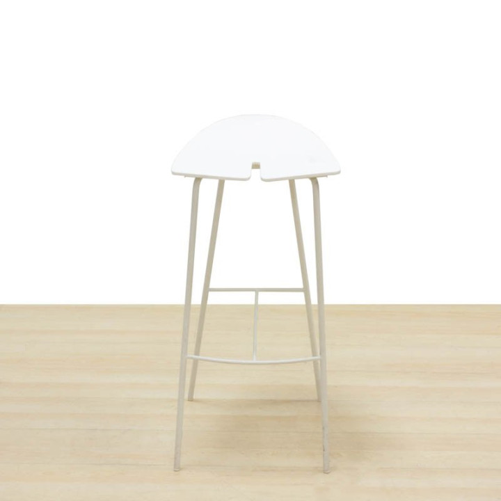 Stool Mod. DANTE-B. Made of white PVC. High metal legs.