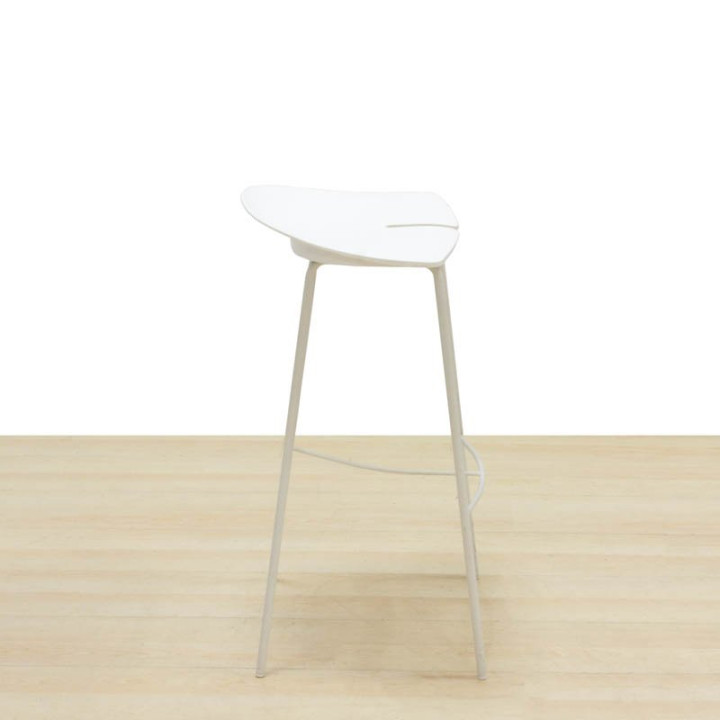 Stool Mod. DANTE-B. Made of white PVC. High metal legs.