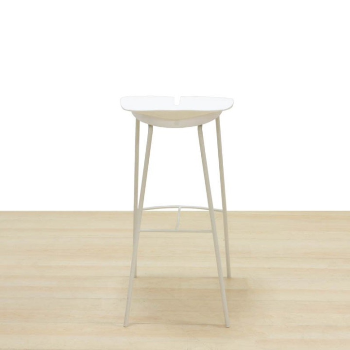 Stool Mod. DANTE-B. Made of white PVC. High metal legs.