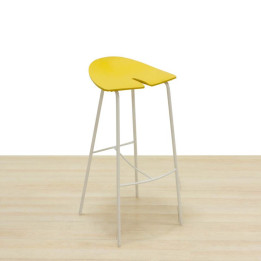 Stool Mod. DANTE-N. Made of orange PVC. High metal legs.