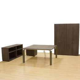 Office PERMASA Mod. AGORA. Cabinets, table and chest of drawers. Wenge finish.