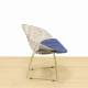 Waiting chair Mod. CROM. Upholstered in BLUE fabric. Chrome metal structure.