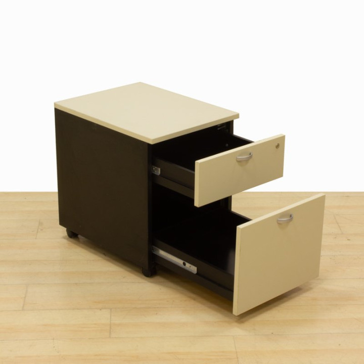 ACTIU mobile drawer unit Mod. CUBO. Made of black and beige finished wood. 1 drawer + file.