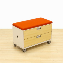 STEELCASE mobile seat drawer Mod. TAP. Made of white wood.