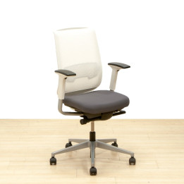 STEELCASE task chair Mod. REPLY AIR. Upholstered in Gray fabric Synchro mechanism. Lumbar regulation.