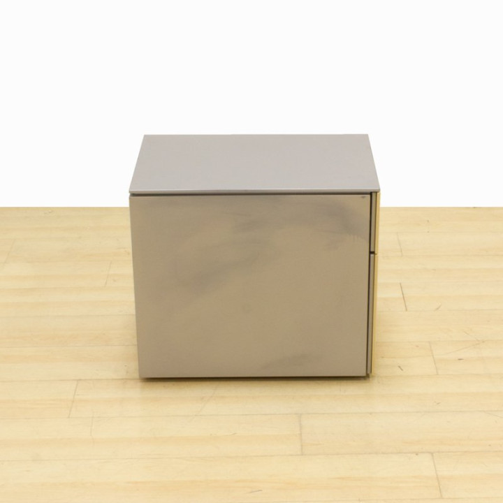 STEELCASE mobile chest of drawers Mod. IMPLICIT. Gray metal structure. Beech finished wooden top. - view 5
