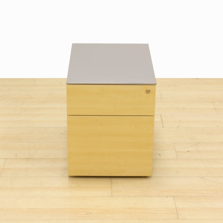 STEELCASE mobile chest of drawers Mod. IMPLICIT. Gray metal structure. Beech finished wooden top. - view 1