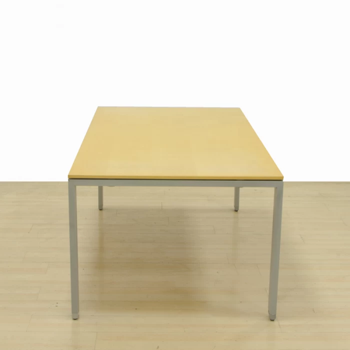PERMASA Meeting Table Mod. PER. Top made of wood with a Pear finish. Gray porch metal structure.