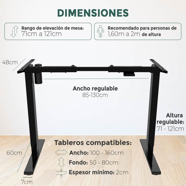 Mesa Elevable NOMA mod SIGLE.Regulación eléctrica en altura. Tapa fabricada en madera color elegir vista 9