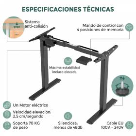 Mesa Elevable BELL ELECTRONICS mod SINGLE.Regulación eléctrica en altura. Tapa fabricada en madera color elegir vista 10